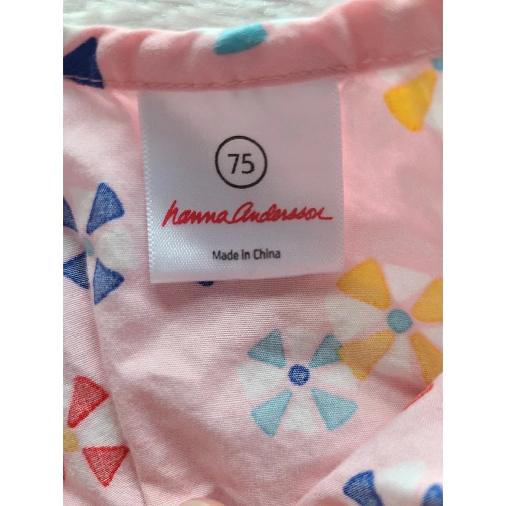 Hanna Andersson Pink Floral Cotton Bubble Romper Size 75 47711 GW